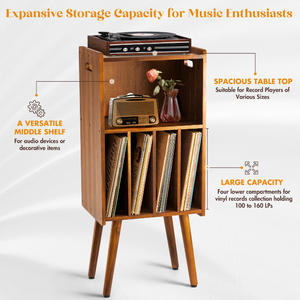 Soporte para <span class=keywords><strong>tocadiscos</strong></span> de color marrón, soporte para <span class=keywords><strong>tocadiscos</strong></span> de hasta 160 álbumes, soporte para <span class=keywords><strong>tocadiscos</strong></span> enorme, almacenamiento de discos de vinilo - Product Image 2