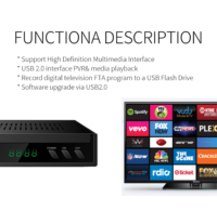 Özelleştirilmiş Full HD 1080P Dört Çekirdekli FTA Set Üstü Kutusu, MPEG4 H.264 Dekoderli DVB-T2 TV Alıcısı, 1000 Kanal, 7 Günlük EPG