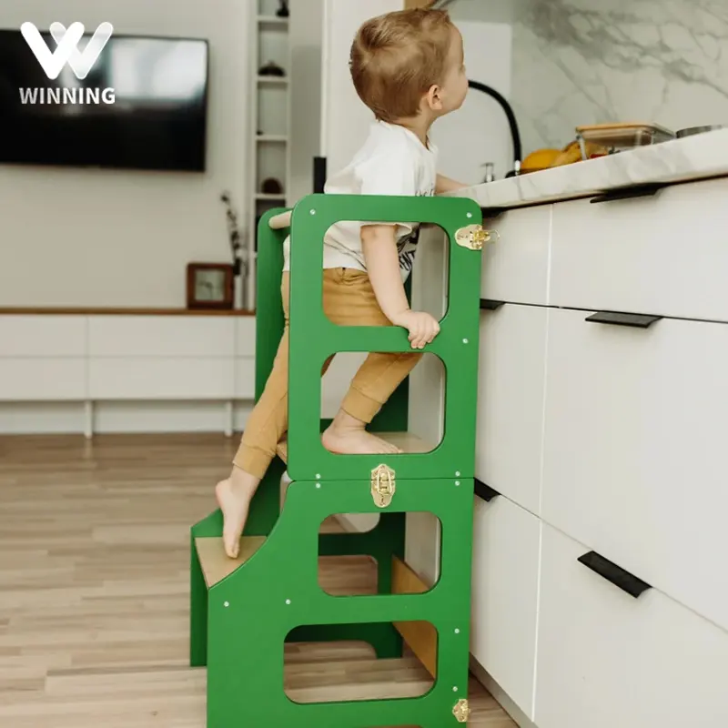 الفوز مونتيسوري التعلم برج خشبي طفل مساعد المطبخ للطفل طوي التعلم برج خطوة البراز الطفل المطبخ برج