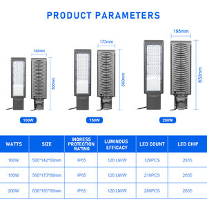Lampu Jalan LED Aluminium Alloy Tahan Air AC Outdoor 100W 150W 200W IP65 Lampu Jalan Kustom untuk Jalan, Tempat Parkir, Penerangan Umum - Product Image 2