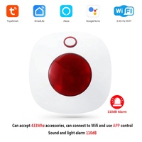 Sirène stroboscopique intelligente WiFi Tuya pour intérieur avec son et lumière, compatible accessoires sans fil 433Mhz PST-SN11