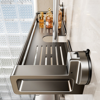 Support de Douche Mural Moderne à Ventouse pour Salle de Bain, Plateau de Rangement Sans Perçage pour Organisateur de Douche