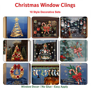 Ensemble d'autocollants électrostatiques pour fenêtre de Noël, flocons de neige, bonbons de Noël, sapins, décorations de fenêtre en verre sans adhésif pour la maison - Product Image 6