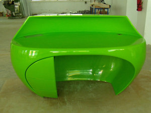 Q003สีชมพูสดใสแบบเงาสูงเคาน์เตอร์ต้อนรับแบบเปิดประทุนแบบทันสมัยเฟอร์นิเจอร์เชิงพาณิชย์สำหรับโรงแรมโรงพยาบาลชั้นใต้ดินการกัดกร่อน - Product Image 5