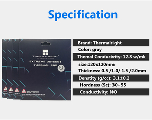 Refrigeración de CPU para almohadilla térmica 12,8 <span class=keywords><strong>W</strong></span>/<span class=keywords><strong>mK</strong></span> 120x120 0,5mm 1mm 1,5mm 2mm 3mm almohadilla de silicona de disipación de calor no conductora gris - Product Image 4