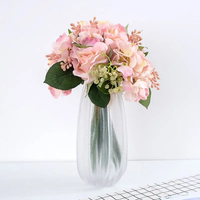 Bunga Hydrangea Mawar Sutra Cantik Sentuhan Asli Bunga Buatan Dekorasi Rumah untuk Pernikahan, Hari Ibu, Hari Valentine, Natal