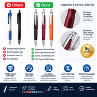 Pulpen Plastik Promosi LY7165 Model Curvy dengan Aksesoris Perak Satin dan Ujung Halus 1.0mm untuk Souvenir Pameran Dagang