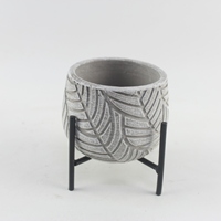 Fournitures de jardinage Pots de ciment de forme ronde Pot à bougie avec support en bois pour la maison