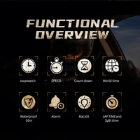 Reloj Digital para Hombre, Relojes Deportivos para Correr y Ciclismo, Resistentes al Agua 50M, Hora Mundial, Reloj de Pulsera de Velocidad para Exteriores