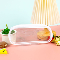 Étui à crayons à fermeture éclair en plastique Transparent pour enfants maquillage clair sac à stylo cosmétique fournitures scolaires