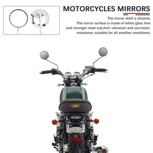 Rétroviseurs latéraux universels chromés pour moto, 7/8 pouces, 10MM, 8MM - Product Image 2