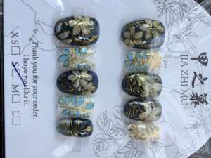 JIAZHIMU - <span class=keywords><strong>Uñas</strong></span> Postizas Acrílicas con Diseño Cuadrado y Flores 3D Hechas a Mano, Color Nuevo, Estilo Francés Almendrado, Cobertura Total - Product Image 6