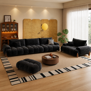 Divano Curvo Minimalista Italiano, Divano Retrò <span class=keywords><strong>in</strong></span> <span class=keywords><strong>Velluto</strong></span> Ciniglia con Schienale Mobile, Ampio Divano Profondo per Soggiorno - Product Image 6