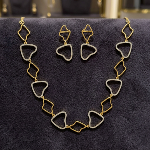Geometric Statement Necklace Set 2-Tone Plated <b>Copper</b> Alloy Imitation Pearl Butterfly Design Cute Style Party Wedding Beads - Product Image 1