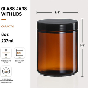 Nhà Máy Bán Hàng Trực Tiếp 8 Oz 240Ml Kín Nến Hương Thơm Lọ Mở Rộng Đóng Cửa Hổ Phách Lọ Thủy Tinh Cho Nhà Hương Thơm - Product Image 2