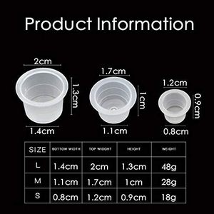 100 Unidades de Vasos Desechables de Plástico para Tinta de Microblading y Tatuaje, Tamaños S, M, L, Transparentes, para Pigmento PMU - Product Image 4