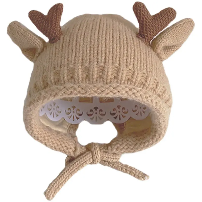 2023 new fashion wholesale Baby Beanie Hat Cute Antlers Reindeer Crochet Knitted Hat Winter Warm Cap for Toddler Boys GirlsW2312