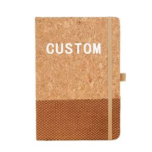 Wholesale A5 Custom Cork Texture Cover Hardcover PU Leather Notebook Journal Logo Color Printed Thread <b>Sewing</b> Bound 80-180 - Product Image 1