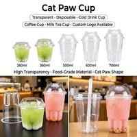 Vasos Desechables de PET con Diseño de Pata de Gato, Alta Transparencia, Personalizados, 89mm, 260ml, 360ml, 500ml, 600ml, 700ml, para Café y Bebidas Frías, Venta al Por Mayor