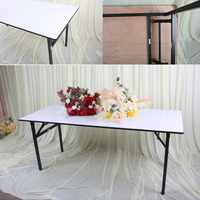 Hôtel de luxe Foshan utiliser Table à manger rectangulaire Design moderne en bois massif contreplaqué Banquet tréteau avec pieds pliants en métal à vendre