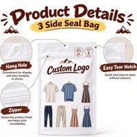 Sacs personnalisés à trois soudures latérales avec fermeture éclair pour accessoires en plastique, emballage Ziplock pour chaussettes, sous-vêtements, vêtements et textiles