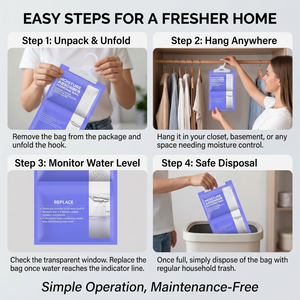 Sac <span class=keywords><strong>d</strong></span>éshumidificateur suspendu avec fenêtre transparente, <span class=keywords><strong>absorbeur</strong></span> <span class=keywords><strong>d</strong></span>'<span class=keywords><strong>humidité</strong></span> haute performance pour placard, armoire, maison, chambre - Product Image 6