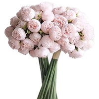 Bouquet de 27 roses thé et ranuncules en soie, style européen, noué à la main, fleurs artificielles blanches, pour remise de diplôme, Noël, taille personnalisée