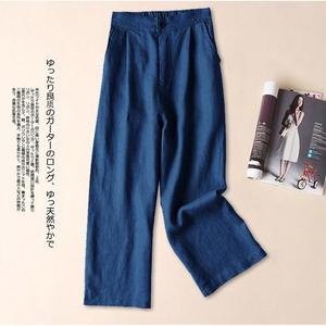 <span class=keywords><strong>Pantaloni</strong></span> Larghi da Donna 2025 in <span class=keywords><strong>Lino</strong></span> e Cotone, Vita Alta Elasticizzata, Stile OL, Casual da Ufficio, Vendita all'Ingrosso - Product Image 3