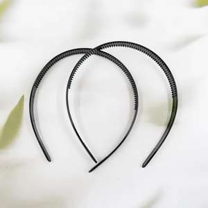 Serre-tête 1 Yuan Department Store, accessoire serre-tête simple style coréen à couronne haute, serre-tête noir antidérapant pour le lavage du visage, uni - Product Image 2