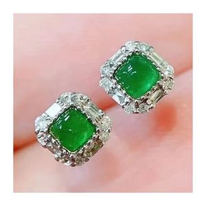 Pendientes de Oro Real de 18K Xinfly con Esmeralda de 0.30ct en Forma de Cono de Azúcar, Joyería con Diamantes - Product Image 1