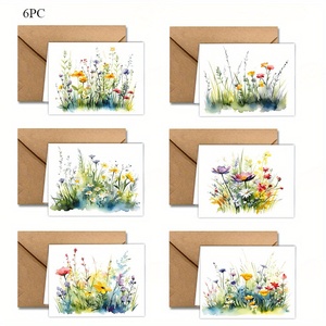 Tarjetas de Felicitación Personalizadas al por Mayor, con Diseño Floral en Acuarela, para Cumpleaños, Familia, Niños, <span class=keywords><strong>Amigos</strong></span>, Impresión Completa - Product Image 1