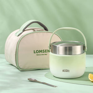 Contenitore portatile per alimenti caldi Thermos <span class=keywords><strong>sottovuoto</strong></span> per zuppa barattolo per alimenti 304 scatola per il pranzo in acciaio inossidabile con sacchetto isolato e cucchiaio - Product Image 2