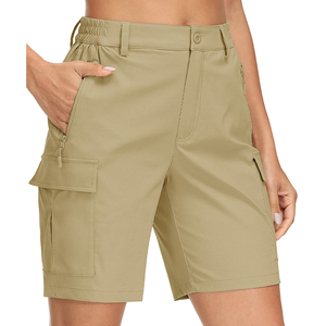 Shorts <span class=keywords><strong>cargo</strong></span> légers taille haute pour <span class=keywords><strong>femme</strong></span>, <span class=keywords><strong>kaki</strong></span>, pour la randonnée, bermudas, pantalons d'escalade personnalisés, multi-poches - Product Image 1