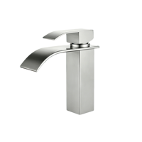 Robinet de lavabo cascade carré à poignée unique en acier inoxydable 304 chromé, moderne, pour salle de bain, vente en gros pour projets hôteliers