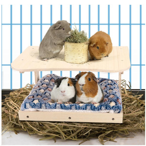 Wooden Guinea Pig Hideout With Stairs Detachable Small Animal <b>House</b> <b>Bed</b> Warm Design For Hamster Autumn Winter Use - Product Image 2