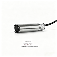 Sakelar Fotoelektrik PNP Tertanam Tipe Normally Closed 3 Kabel Jarak Deteksi 10cm Sensor Optik