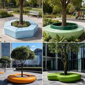Asiento de FRP para árboles, para jardín y paisajismo, asiento envolvente para árboles, para macizos de flores, para plazas escolares, jardinera de madera anticorrosión - Product Image 2