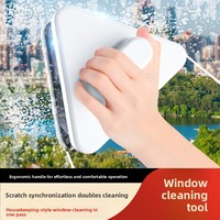 Brosse de nettoyage ménagère en plastique, double couche, triangulaire, magnétique puissant, pour vitres, origine Zhejiang