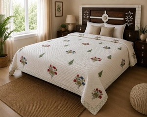 Elegant Hand Block Printed Jaipuri Razai King Size Cotton <b>Quilt</b> Reversible Boho Indian <b>Bedding</b> Handmade Home Decor - Product Image 1