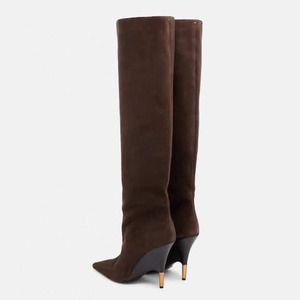 Soft Suede Thin <b>High</b> Heel Long Boots Wide Fit Stiletto Shoes Women's on <b>Knee</b> <b>High</b> Booties - Product Image 6