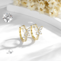 Pendientes de Aro Delicados y Modernos para Mujer, con Cierre de Hebilla, Resistentes al Deslustre, Chapados en Oro de 14K, con Circonitas Redondas