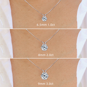 จี้เพชรโมอิสซาไนต์ทรงกลมหลายกะรัต VVS GRA แบบคลาสสิก ทองแดงชุบทอง 14K สำหรับผู้หญิง ใช้งานได้หลากหลาย เหมาะสำหรับใส่ทุกวัน ง่ายต่อการใช้งาน - Product Image 3