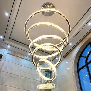 2024 Factory Price Creative 1 Luxury Model Lamp Indoor Villa Staircase Long Chandeliers Pendant Crystal Chandelier Lighting