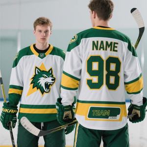 قميص هوكي رياضي مخصص بتصميم عتيق وياقة على شكل V مع تطريز مخصص وطباعة حرارية من البوليستر بمقاس كبير للشباب - Product Image 5