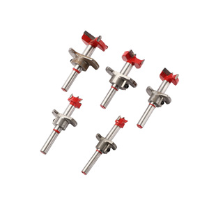 Jeu de 5 scies cloches de positionnement réglables en bois, rouges, à pointe en carbure, métriques, pour le perçage du contreplaqué - Product Image 4