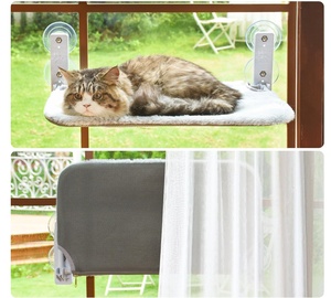 Lit rectangulaire moderne pour animaux de compagnie en tissu à motif solide Hamac pliable pour chat en gros avec fenêtre et ventouse Lit nid pour chat à la mode - Product Image 1