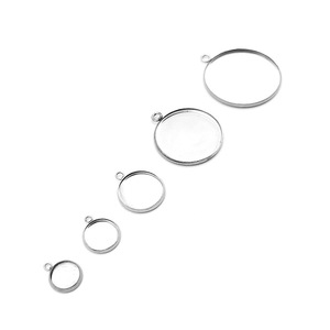 Stainless Steel Round Disc <b>Holder</b> Single Loop DIY Jewelry Pendant Base For Gemstone Necklace Accessories Wholesale - Product Image 3