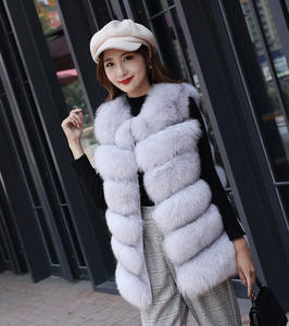 Prezzo all'ingrosso della fabbrica cappotto invernale per le donne 6 file vera pelliccia vera Gilet signore stile lungo ragazze Gilet bianco naturale pelliccia di volpe - Product Image 3