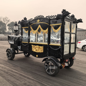 Carroza Fúnebre Eléctrica Negra Dorada de la Mejor Calidad, Carroza para Ataúdes, Carroza Fúnebre en Venta - Product Image 2