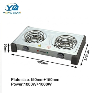 Plaque chauffante électrique double 2000W en acier inoxydable, cuisinière portable à double brûleur de 150 mm, température réglable sur 5 niveaux, cuisinière de cuisine - Product Image 1
